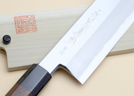Yoshihiro Hongasumi Blue Steel Kama Usuba Traditional Japanese Vegetable Chopping Chef Knife, Rosewood Handle