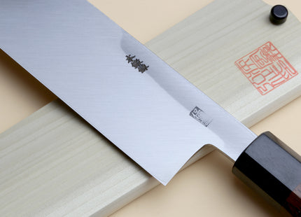 Yoshihiro Hongasumi Blue Steel Kama Usuba Traditional Japanese Vegetable Chopping Chef Knife, Rosewood Handle