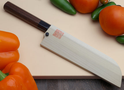 Yoshihiro Hongasumi Blue Steel Kama Usuba Traditional Japanese Vegetable Chopping Chef Knife, Rosewood Handle