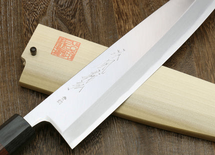 Yoshihiro Hongasumi Blue Steel Mioroshi Filet Sushi Sashimi Japanese Chef Knife with Rosewood Handle