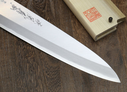 Yoshihiro Hongasumi Blue Steel Mioroshi Filet Sushi Sashimi Japanese Chef Knife with Rosewood Handle