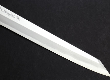 Yoshihiro Hongasumi Blue Steel Yanagi-Kiritsuke Sushi Sashimi Japanese Knife Rosewood Handle with Nuri Saya Cover