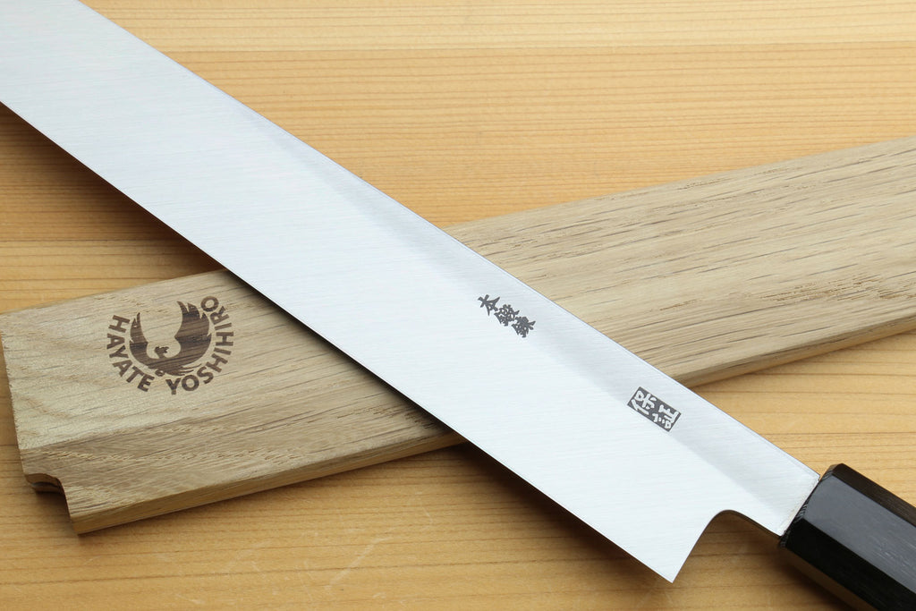 Yoshihiro Hongasumi Blue Steel Yanagi Sushi Sashimi Japanese Knife Magnolia Handle