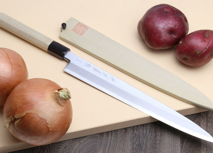 Yoshihiro Hongasumi Blue Steel Yanagi Sushi Sashimi Japanese Knife Magnolia Handle