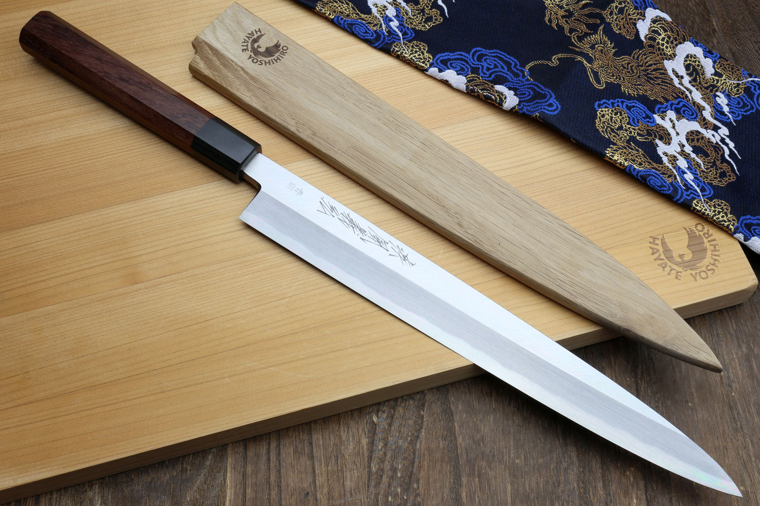 Yoshihiro Hongasumi Blue Steel Yanagi Sushi Sashimi Japanese Knife Rosewood Handle