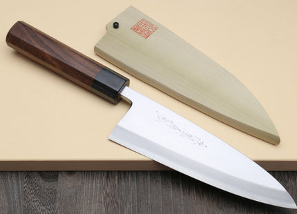 Yoshihiro Hongasumi Ginsan (hakugin) High Carbon Stain Resistant Deba Fish Fillet Knife Shitan Rosewood Handle Single Bolster