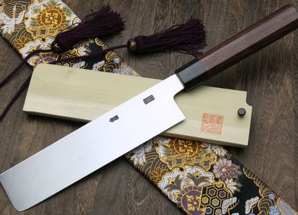 Yoshihiro Hongasumi Ginsan (Hakugin) High Carbon Stain Resistant Edo Usuba Traditional Japanese Vegetable Chopping Chef Knife Shitan Handle
