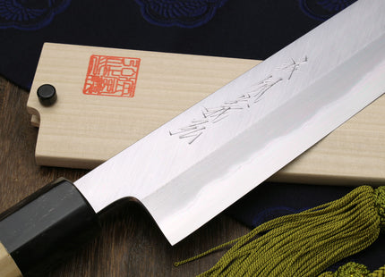 Yoshihiro Hongasumi White Steel Kiritsuke Multipurpose Japanese Chef Knife Magnolia Handle