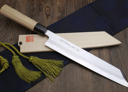 Yoshihiro Hongasumi White Steel Kiritsuke Multipurpose Japanese Chef Knife Magnolia Handle