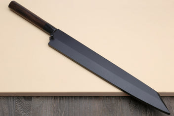 Sushi sashimi knife with dark saya cover and rosewood handle