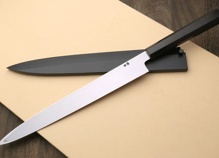 Yoshihiro Honyaki Aoko Blue Steel Mirror Finished Yanagi Sushi Sashimi Japanese knife with Ebony Handle