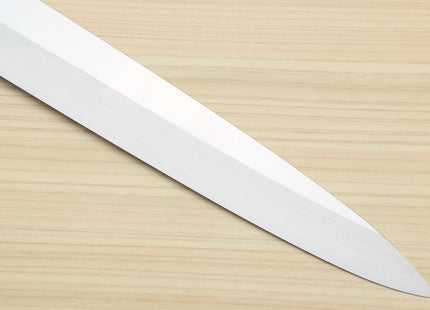 Yoshihiro Honyaki Aoko Blue Steel Mirror Finished Yanagi Sushi Sashimi Japanese knife with Triple Nickel Silver Ring Ebony Handle