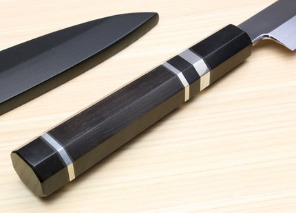 Yoshihiro Honyaki Aoko Blue Steel Mirror Finished Yanagi Sushi Sashimi Japanese knife with Triple Nickel Silver Ring Ebony Handle