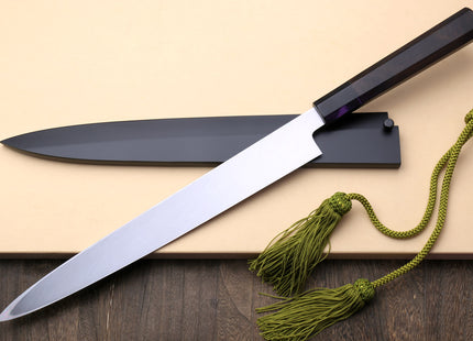 Yoshihiro Honyaki White Steel Mirror-Finished Yanagi Ebony Handle