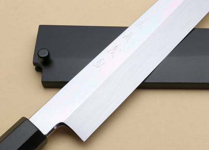 Yoshihiro Honyaki White Steel Mirror-Finished Yanagi Ebony Handle