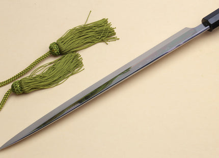 Yoshihiro Honyaki White Steel Mirror-Finished Yanagi Ebony Handle