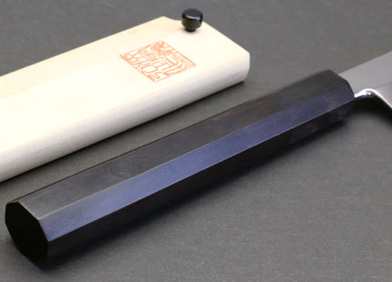 Yoshihiro Honyaki White Steel Sakimaru Takobiki Mirror Finished Sushi Sashimi Slicing Japanese Chef Knife Ebony Handle