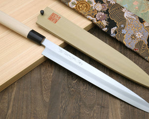 Yoshihiro Kasumi White Steel Yanagi Sushi Sashimi Japanese Knife Magnolia Handle