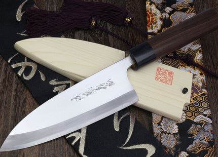 Yoshihiro Left Handed Kasumi White Steel Deba Fish Fillet Knife Shitan Handle