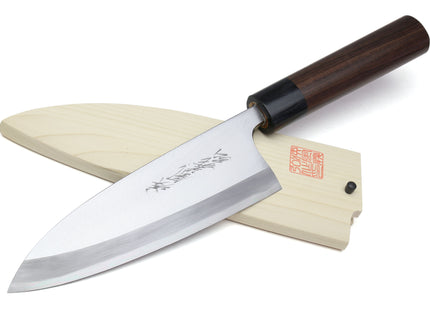 Yoshihiro Left Handed Kasumi White Steel Deba Fish Fillet Knife Shitan Handle