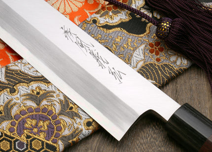 Yoshihiro Left Handed Kasumi White Steel Edo Usuba Traditional Japanese Vegetable Chopping Chef Knife Shitan Handle