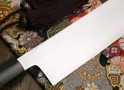 Yoshihiro Left Handed Kasumi White Steel Edo Usuba Traditional Japanese Vegetable Chopping Chef Knife Shitan Handle