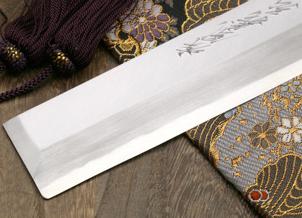 Yoshihiro Left Handed Kasumi White Steel Edo Usuba Traditional Japanese Vegetable Chopping Chef Knife Shitan Handle