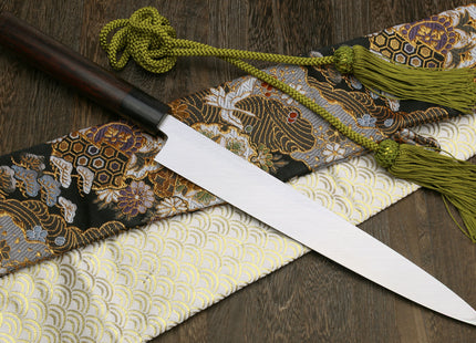 Yoshihiro Left Handed Kasumi White Steel Yanagi Sushi Sashimi Japanese Knife Shitan Handle