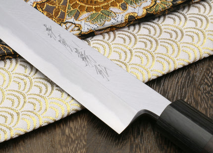 Yoshihiro Left Handed Kasumi White Steel Yanagi Sushi Sashimi Japanese Knife Shitan Handle