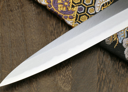 Yoshihiro Left Handed Kasumi White Steel Yanagi Sushi Sashimi Japanese Knife Shitan Handle