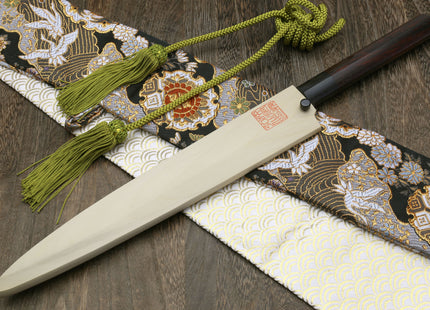 Yoshihiro Left Handed Kasumi White Steel Yanagi Sushi Sashimi Japanese Knife Shitan Handle