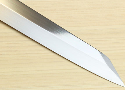 Yoshihiro Mizu Honyaki Mirror Finished Blue Steel Yanagi-Kiritsuke Sushi Sashimi Japanese Knife with Sterling Silver Ring Ebony Handle