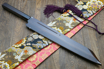 Japanese sushi knife set with blade and black saya for storage