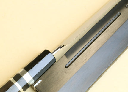 Yoshihiro Mizu Honyaki Mirror-Finished Namiukashi White Steel #2 Yanagi Kiritsuke Sushi Sashimi Japanese Knife Triple Nickel Silver Ring Ebony Handle and Saya
