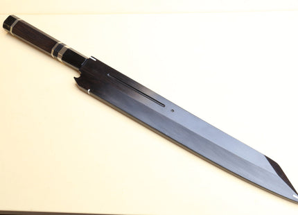 Yoshihiro Mizu Honyaki Mirror-Finished Namiukashi White Steel #2 Yanagi Kiritsuke Sushi Sashimi Japanese Knife Triple Nickel Silver Ring Ebony Handle and Saya