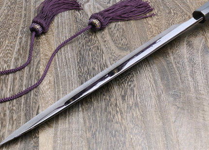 Yoshihiro Mizu Honyaki White Steel #1 Mirror-Finished Namiukashi Yanagi Ebony Handle