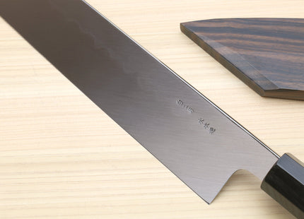 Yoshihiro Mizu Honyaki White Steel #2 Mirror-Polished Namiukashi Kiritsuke Knife Ebony wood Handle & Ebony Saya