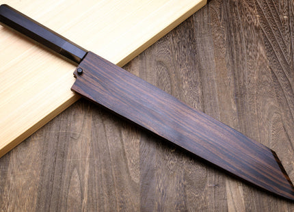 Yoshihiro Mizu Honyaki White Steel #2 Mirror-Polished Namiukashi Kiritsuke Knife Ebony wood Handle & Ebony Saya
