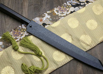 Yoshihiro Mizu Honyaki White Steel Mirror-Finished Namiukashi Yanagi Kiritsuke Ebony Handle