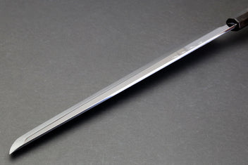 Sakimaru sushi knife with long polished blade and pointed tip