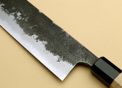 Yoshihiro Nashiji High Carbon White Steel #2 Nakiri Japanese Vegetable Knife with Camphor Handle