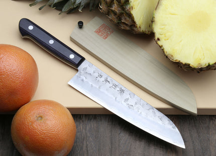 Yoshihiro Stainless Clad Nashiji Ginsan High Carbon Stain Resistant Steel Santoku Multipurpose Knife