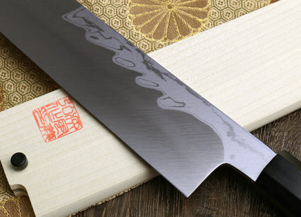 Yoshihiro Suminagashi Aoko Blue Steel #1 Kiritsuke Multipurpose Japanese Chef Knife Ebony wood Handle