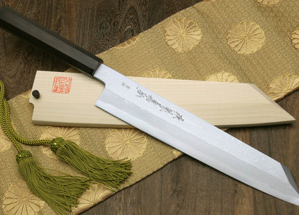 Yoshihiro Suminagashi Aoko Blue Steel #1 Kiritsuke Multipurpose Japanese Chef Knife Ebony wood Handle
