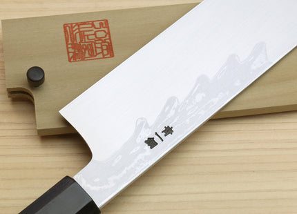Yoshihiro Suminagashi Blue #1 High Carbon Steel Edo Usuba Japanese vegetable Prep Chopping Chef Knife Ebony wood Handle