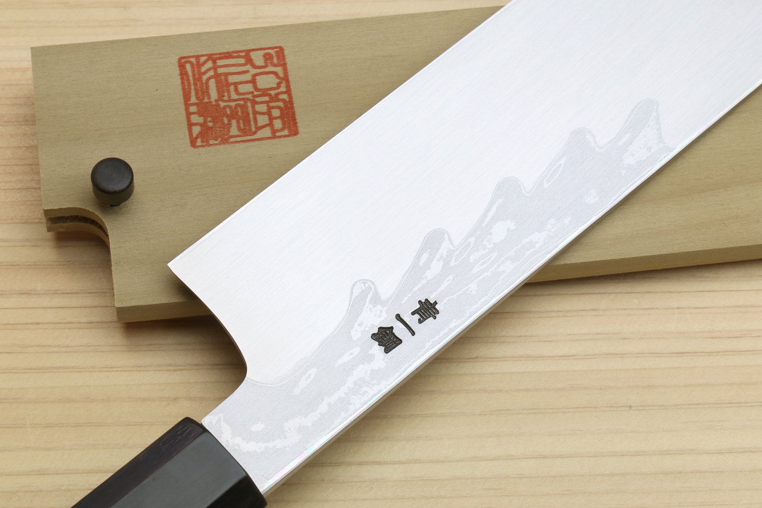 Yoshihiro Suminagashi Blue #1 High Carbon Steel Edo Usuba Japanese vegetable Prep Chopping Chef Knife Ebony wood Handle