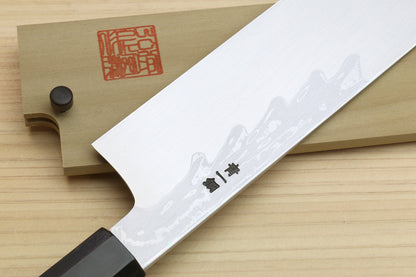 Yoshihiro Suminagashi Blue #1 High Carbon Steel Edo Usuba Japanese vegetable Prep Chopping Chef Knife Ebony wood Handle