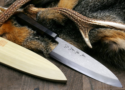 Yoshihiro Suminagashi Blue Steel #1 Deba fish fillet Chef knife, Ebony Handle