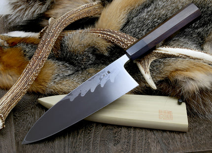 Yoshihiro Suminagashi Blue Steel #1 Deba fish fillet Chef knife, Ebony Handle