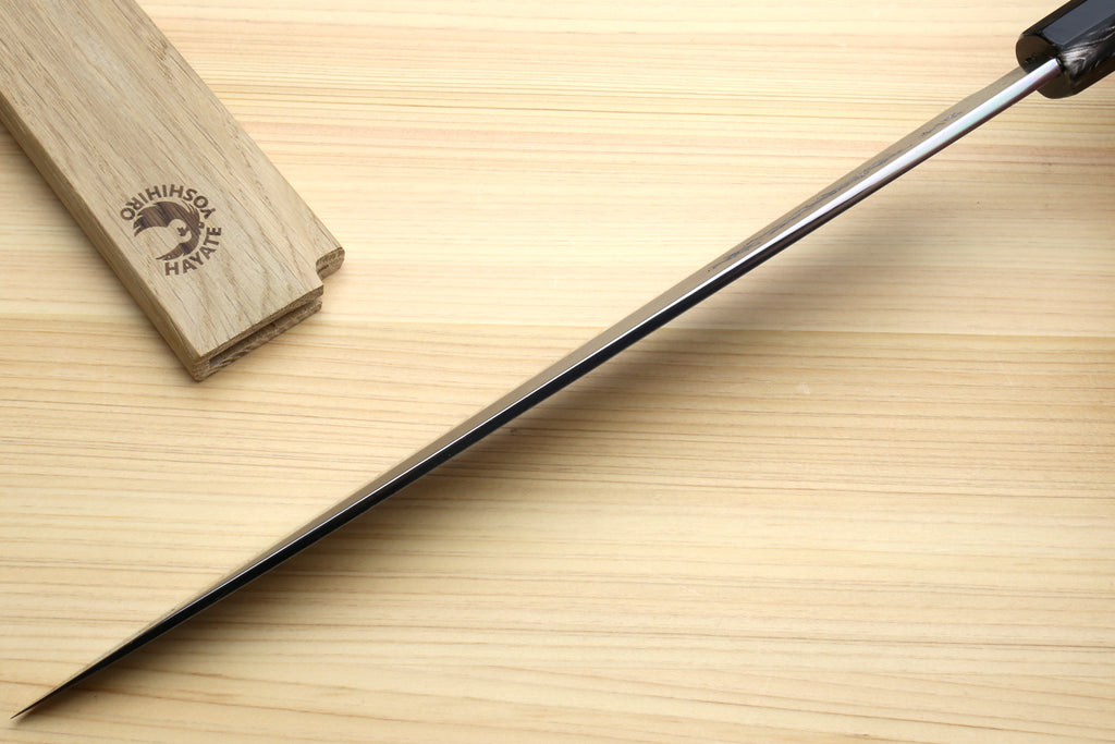 Yoshihiro Suminagashi Blue Steel #1 Yanagi Sushi Sashimi Japanese Knife Ebony Handle